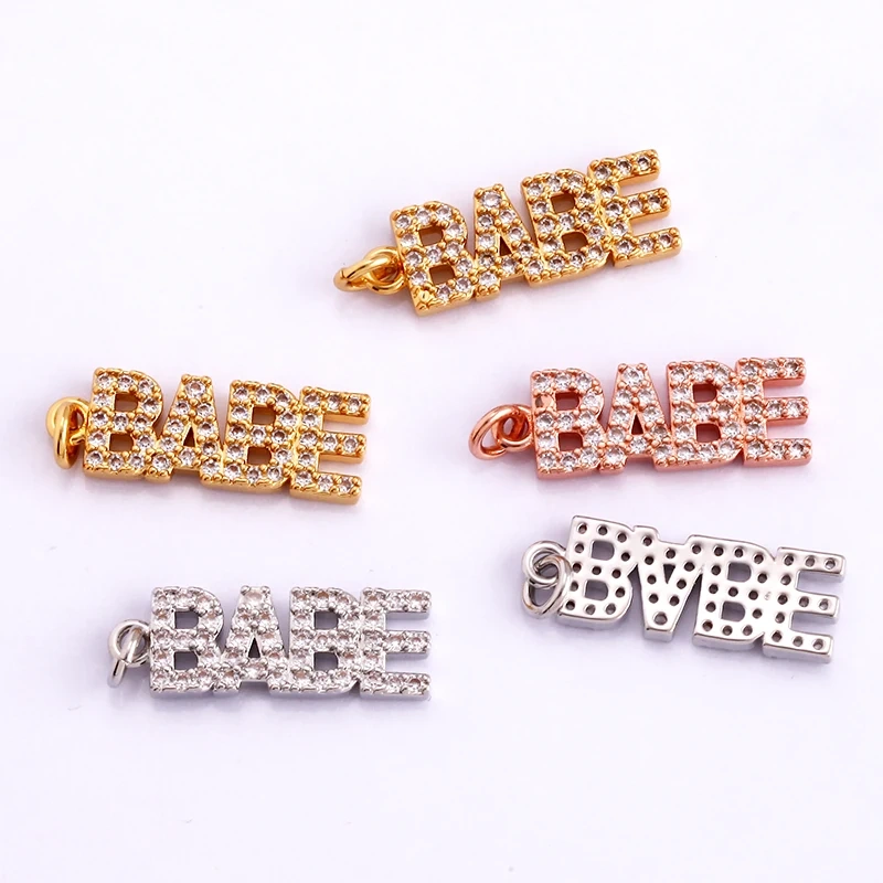 Fine Fashion Inlaid Zirconia LOVE HAPPY LUCKY Letter Charm Pendant,Trendy Jewelry Necklace Accessories Hand Making Supplies M22