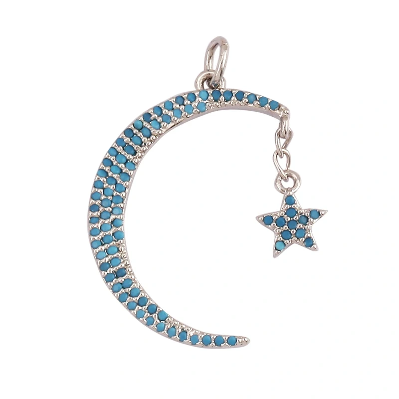 Shining Celestial Sun Moon Star Space Charm Pendant in Gold Color,Inlaid CZ Zirconia Jewelry Necklace Bracelet Making Supply L42