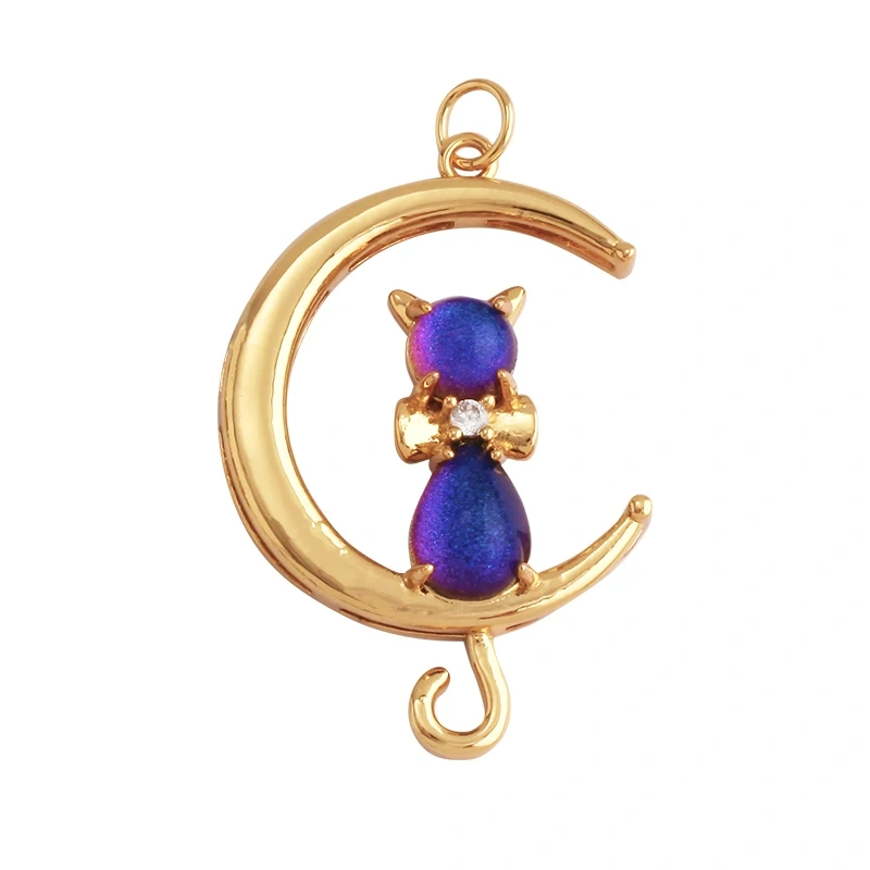 Cute Cat Love Heart Lantern Charm Pendant ,Fine Trendy 18K Gold Plated Jewelry Necklace Bracelet Hand Making Supplies L22