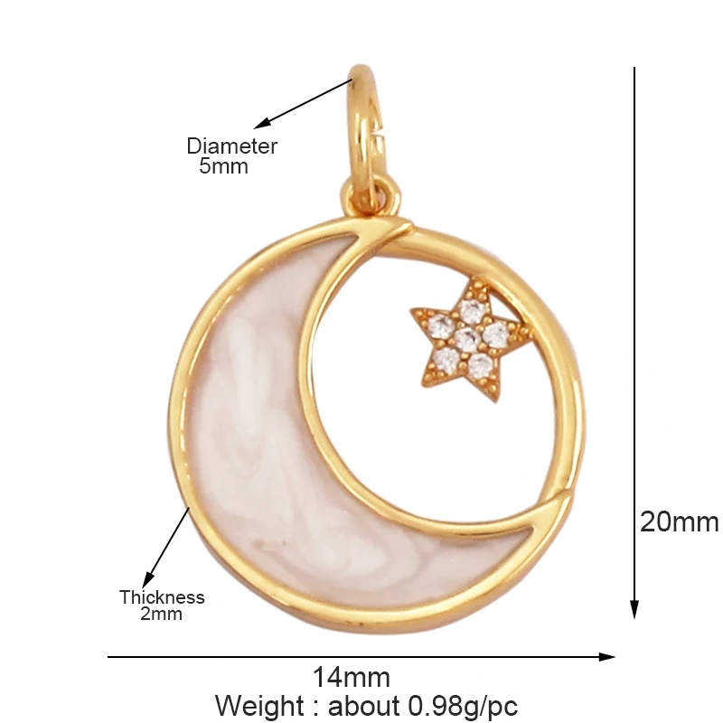 New Trendy Shining Space Sun Moon Star Charm Pendant,18K Gold Inlaid Cubic Zirconia Jewelry Necklace Bracelet Making Supply L44