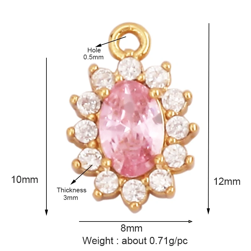 Super Mini Cute Love Heart Star Flower Leaf Fruits Charm Pendant,Cubic Zirconia Paved,Jewelry Necklace Bracelet Accessories L22