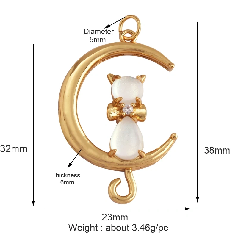 Cute Cat Love Heart Lantern Charm Pendant ,Fine Trendy 18K Gold Plated Jewelry Necklace Bracelet Hand Making Supplies L22