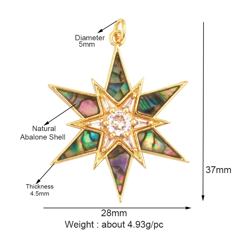 New Trendy Shining Space Sun Moon Star Charm Pendant,18K Gold Inlaid Cubic Zirconia Jewelry Necklace Bracelet Making Supply L44