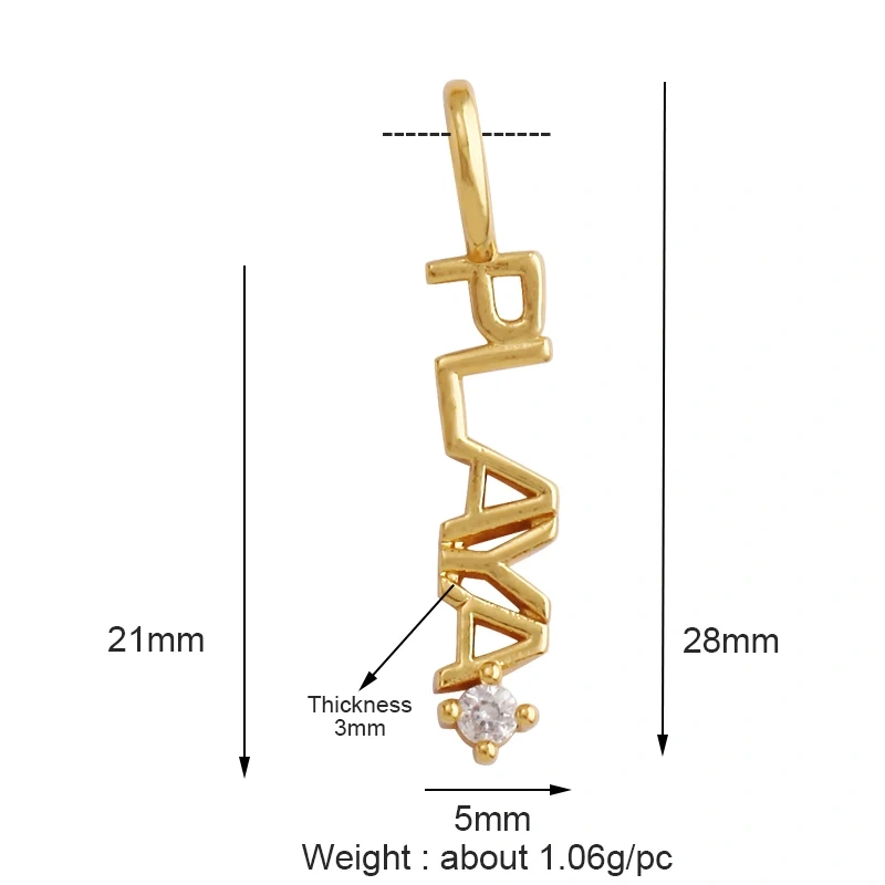 Fine Fashion Inlaid Zirconia LOVE HAPPY LUCKY Letter Charm Pendant,Trendy Jewelry Necklace Accessories Hand Making Supplies M22 K33