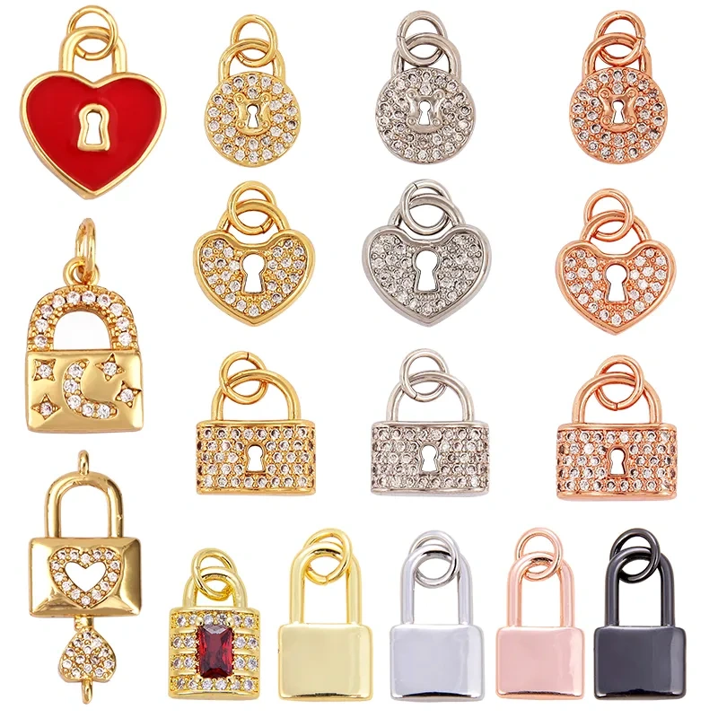 Lock CZ Mini Charm, 18K Real Gold Plated Colour,Necklace Bracelet Pendant for Handmade Handmaking DIY Jewelry Supplies L75