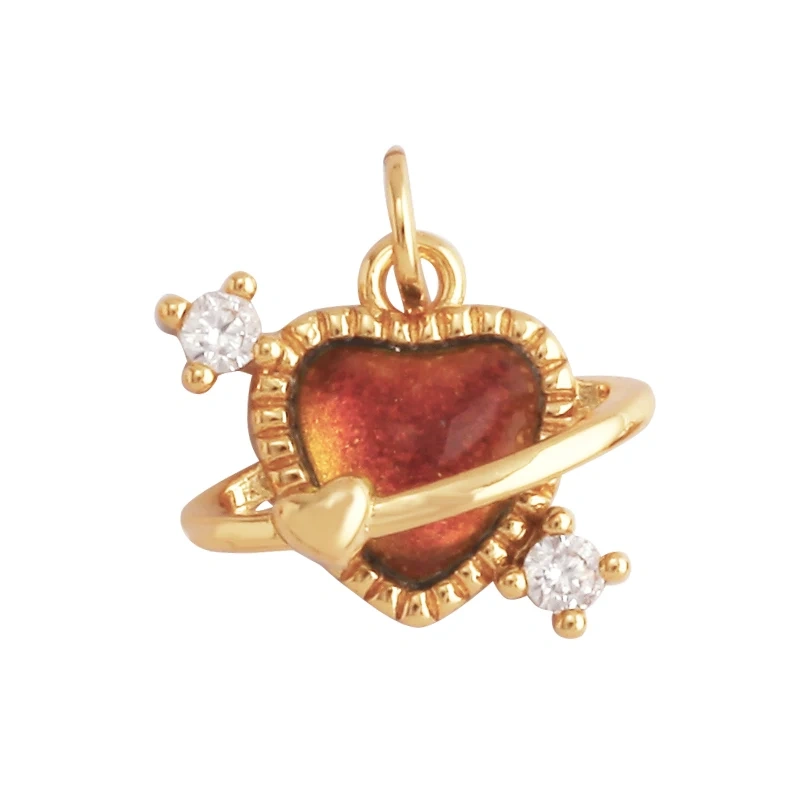 Fine Antique Style Love Heart Charm Pendant ,Classic18K Gold Plated Jewelry Necklace Bracelet Hand Making Supplies L22