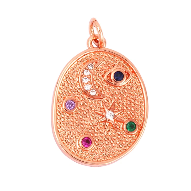 Trendy Popular Star Moon Sun Planet Earth Charm Pendant,18K Gold Plated Zircon Necklace Bracelet For Handmade Jewelry Supply L42