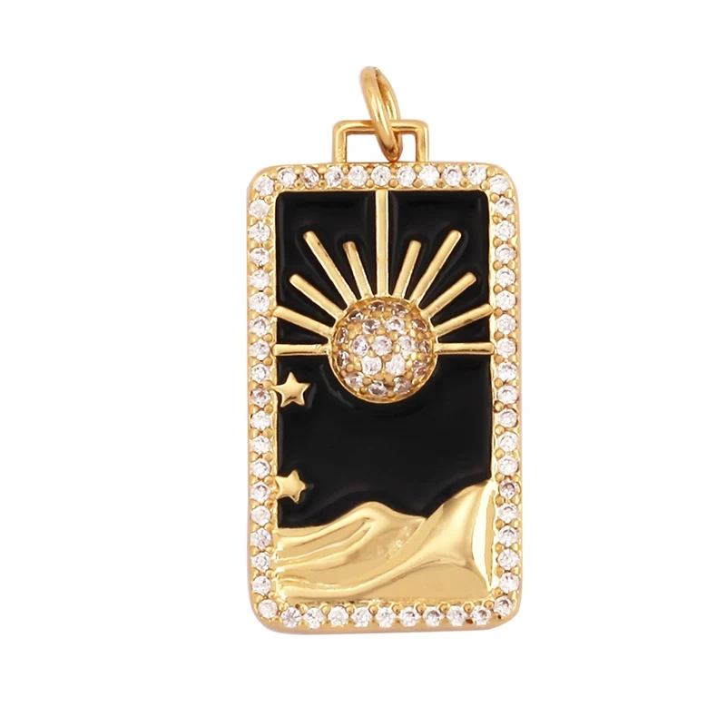 Shining Celestial Sun Moon Star Space Charm Pendant in Gold Color,Inlaid CZ Zirconia Jewelry Necklace Bracelet Making Supply L42