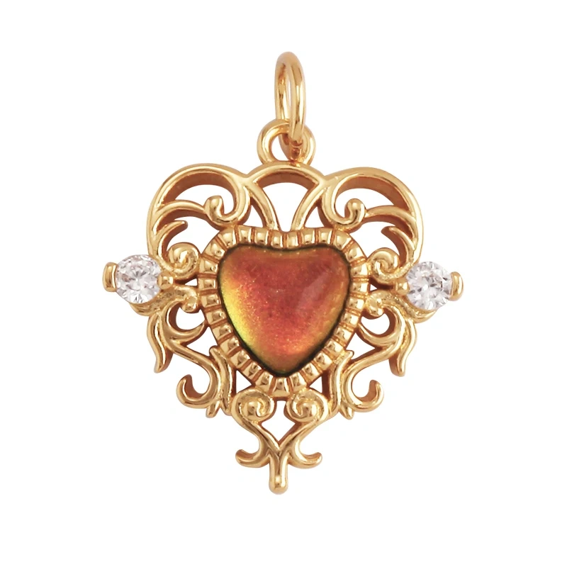 Cute Cat Love Heart Lantern Charm Pendant ,Fine Trendy 18K Gold Plated Jewelry Necklace Bracelet Hand Making Supplies L22