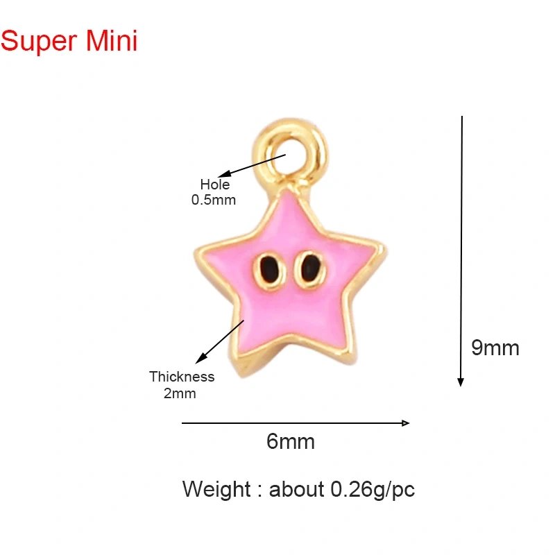 Super Mini Cute Love Heart Star Flower Leaf Fruits Charm Pendant,Cubic Zirconia Paved,Jewelry Necklace Bracelet Accessories L22