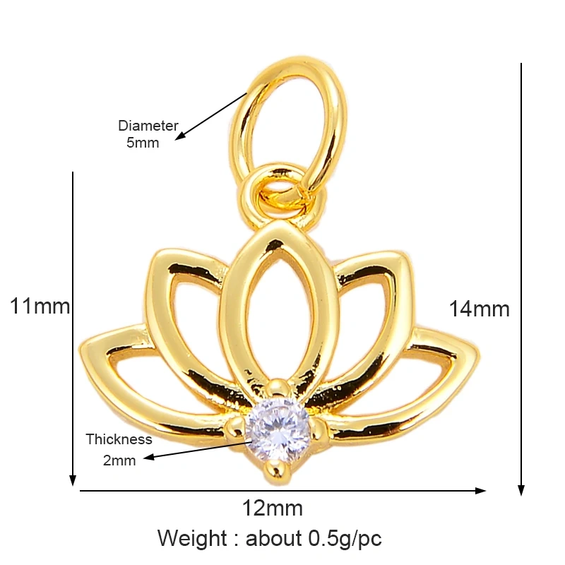 Pine Cone Lotus Coconut Tree Sun Flower Ginkgo Leaf  18K Gold Charm,Bracelet Earring Attachment  Jewelry Components Findings L44
