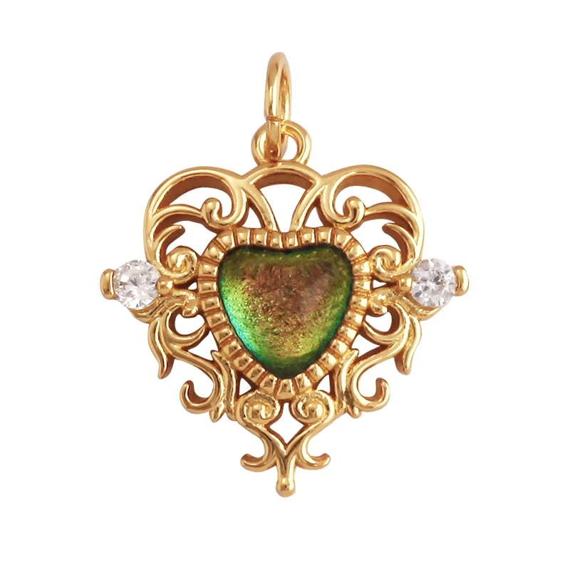 Cute Cat Love Heart Lantern Charm Pendant ,Fine Trendy 18K Gold Plated Jewelry Necklace Bracelet Hand Making Supplies L22