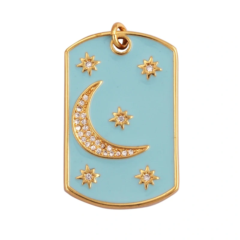 Trendy Popular Star Moon Sun Planet Earth Charm Pendant,18K Gold Plated Zircon Necklace Bracelet For Handmade Jewelry Supply L42