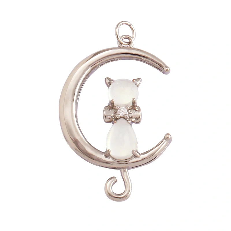 Cute Cat Love Heart Lantern Charm Pendant ,Fine Trendy 18K Gold Plated Jewelry Necklace Bracelet Hand Making Supplies L22