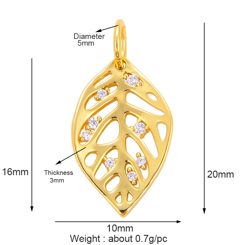 Pine Cone Lotus Coconut Tree Sun Flower Ginkgo Leaf  18K Gold Charm,Bracelet Earring Attachment  Jewelry Components Findings L44