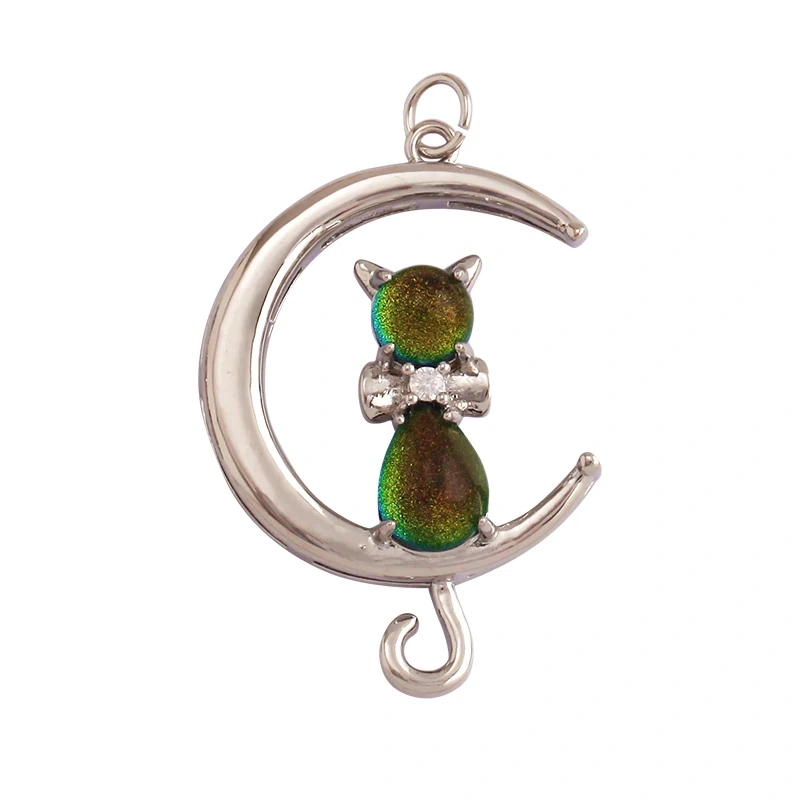 Cute Cat Love Heart Lantern Charm Pendant ,Fine Trendy 18K Gold Plated Jewelry Necklace Bracelet Hand Making Supplies L22