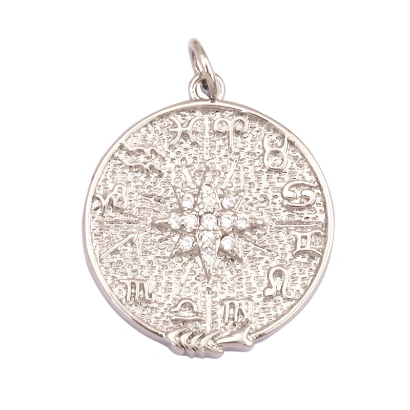 Trendy Popular Star Moon Sun Planet Earth Charm Pendant,18K Gold Plated Zircon Necklace Bracelet For Handmade Jewelry Supply L42