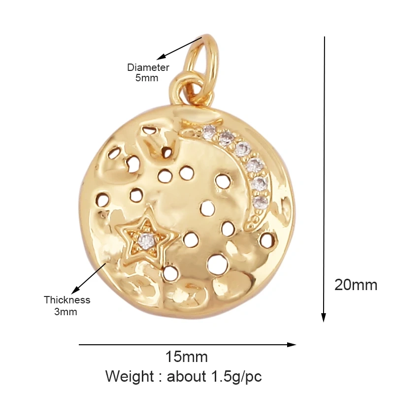 Shining Trendy Moon Star Space Celestial Compass Charm Pendant in Gold Colour , Jewelry Necklace Bracelet Making Supplies K31