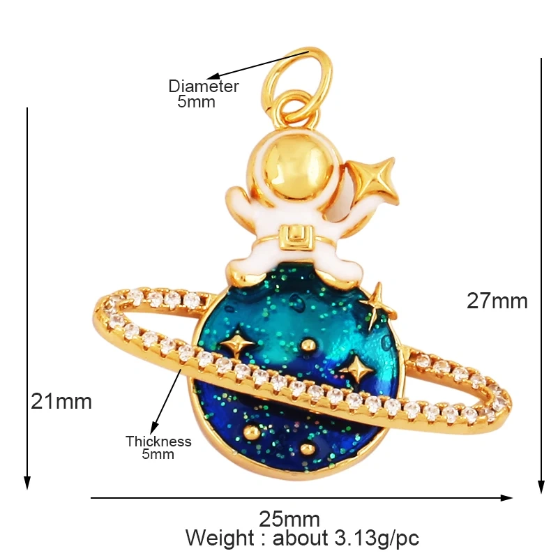 New Trendy Shining Space Sun Moon Star Charm Pendant,18K Gold Inlaid Cubic Zirconia Jewelry Necklace Bracelet Making Supply L44