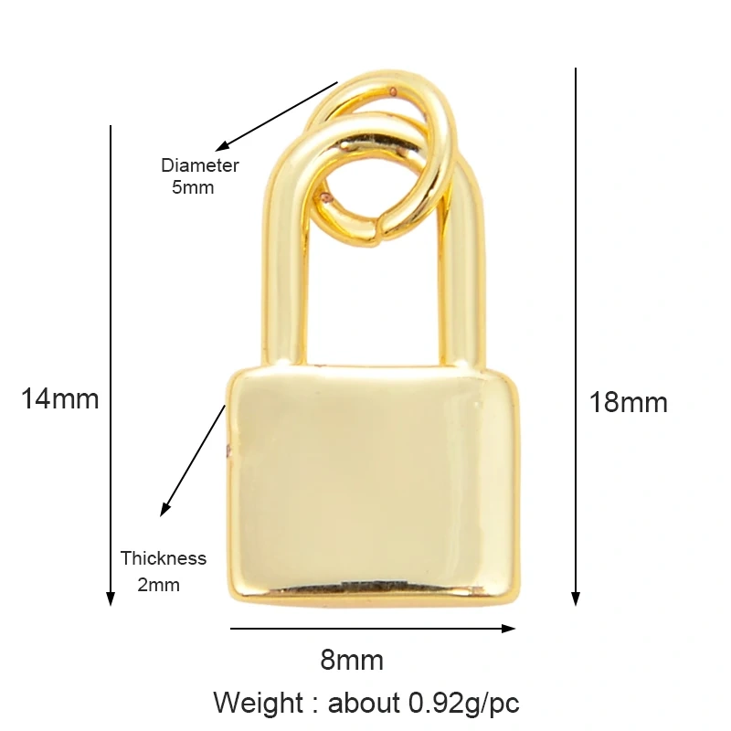 Lock CZ Mini Charm, 18K Real Gold Plated Colour,Necklace Bracelet Pendant for Handmade Handmaking DIY Jewelry Supplies L75