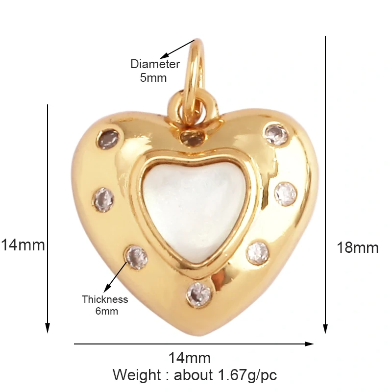 Fine Antique Style Love Heart Charm Pendant ,Classic18K Gold Plated Jewelry Necklace Bracelet Hand Making Supplies L22