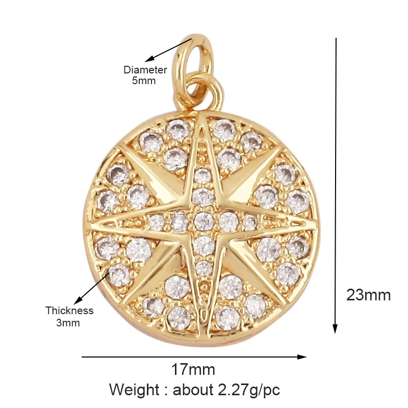 Shining Trendy Moon Star Space Celestial Compass Charm Pendant in Gold Colour , Jewelry Necklace Bracelet Making Supplies K31