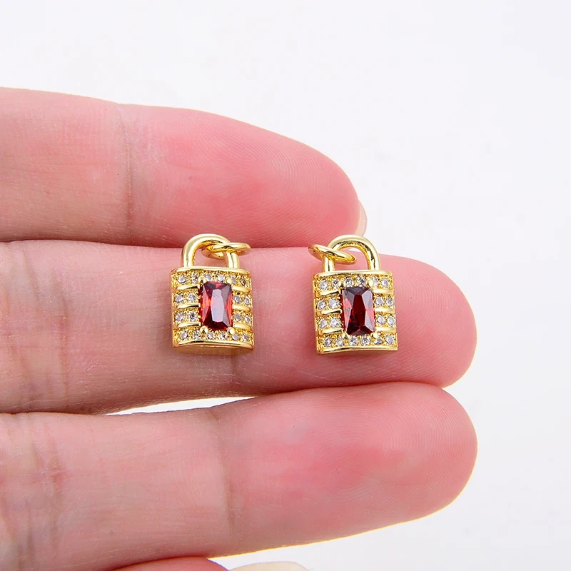 Lock CZ Mini Charm, 18K Real Gold Plated Colour,Necklace Bracelet Pendant for Handmade Handmaking DIY Jewelry Supplies L75