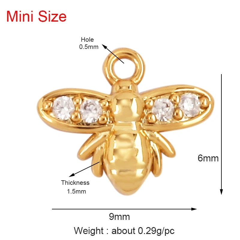 Super Mini Star Flower Butterfly Bee Smiling Face Charm Pendant,Cubic Zirconia Paved Jewelry Necklace Bracelet Accessories L22