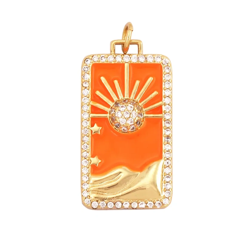 Shining Celestial Sun Moon Star Space Charm Pendant in Gold Color,Inlaid CZ Zirconia Jewelry Necklace Bracelet Making Supply L42