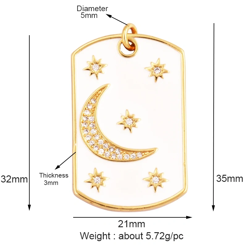Trendy Popular Star Moon Sun Planet Earth Charm Pendant,18K Gold Plated Zircon Necklace Bracelet For Handmade Jewelry Supply L42