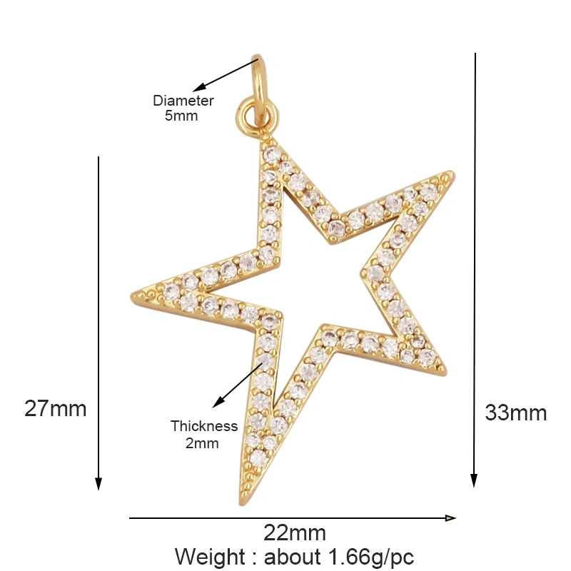 Shining Celestial Sun Moon Star Space Charm Pendant in Gold Color,Inlaid CZ Zirconia Jewelry Necklace Bracelet Making Supply L42