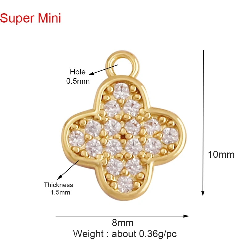 Super Mini Cute Love Heart Star Flower Leaf Fruits Charm Pendant,Cubic Zirconia Paved,Jewelry Necklace Bracelet Accessories L22