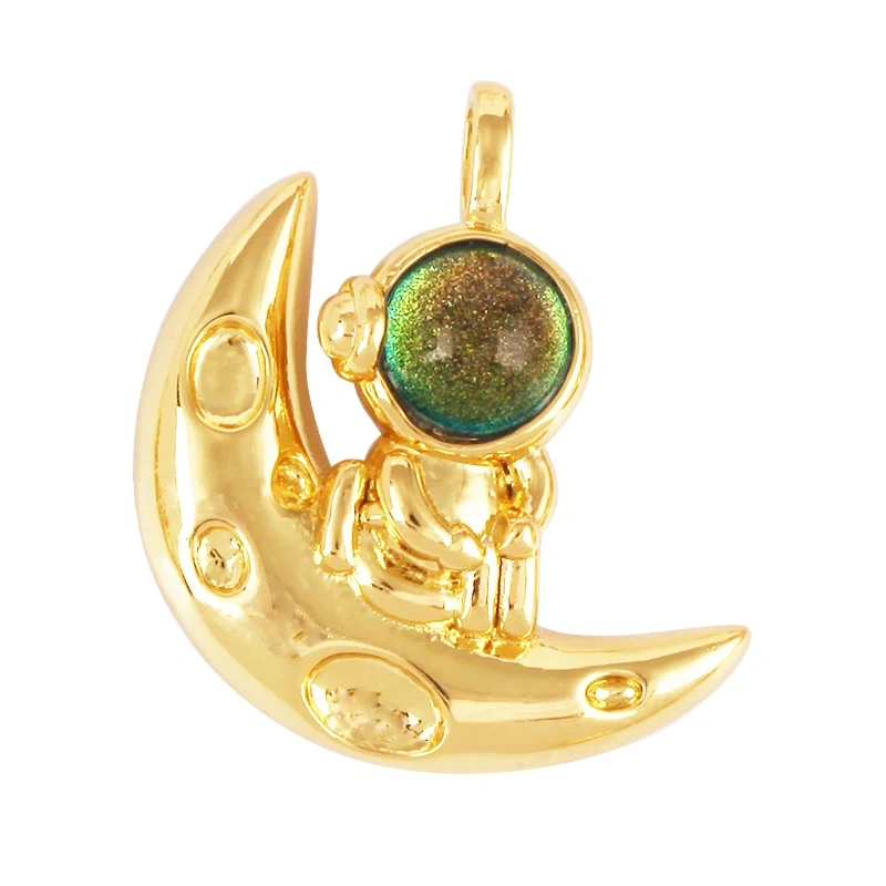 Celestial Star Moon Charm Pendant CZ Paved , 18K Real White Rose Gold Plated, Jewelry Necklace Bracelet Hand Making Supplies L22