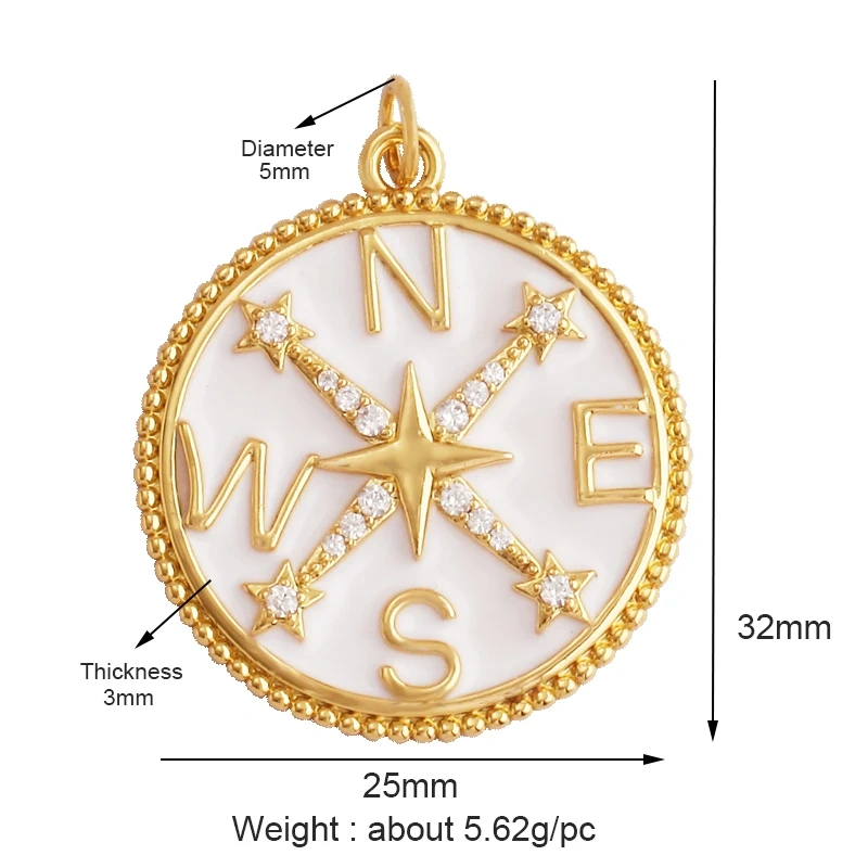 Shining Trendy Moon Star Space Celestial Compass Charm Pendant in Gold Colour , Jewelry Necklace Bracelet Making Supplies K31