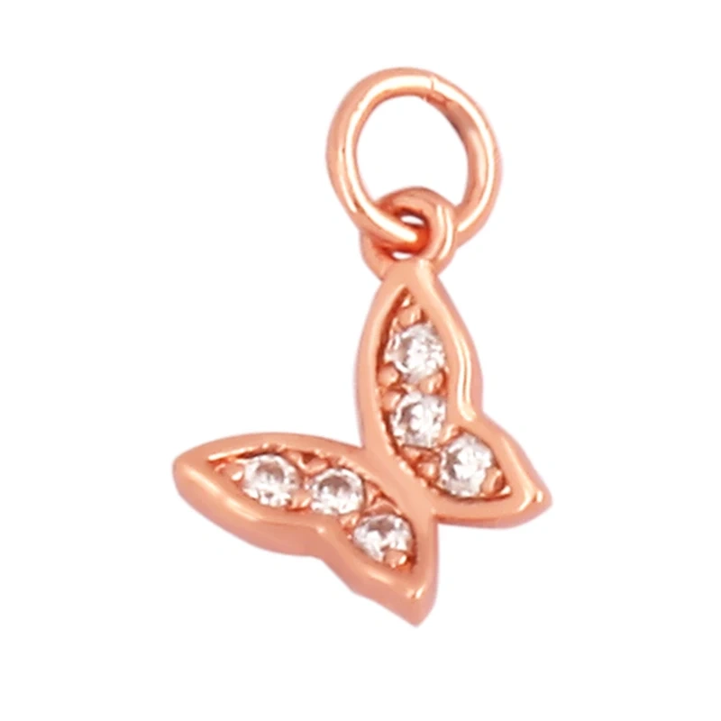 Super Mini Star Flower Butterfly Bee Smiling Face Charm Pendant,Cubic Zirconia Paved Jewelry Necklace Bracelet Accessories L22