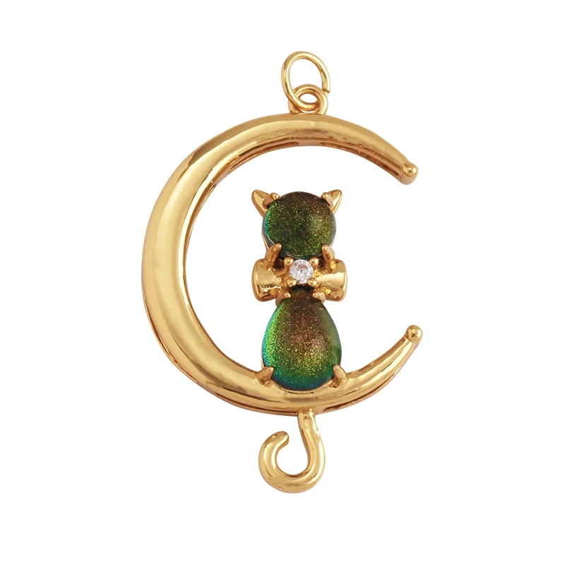 Cute Cat Love Heart Lantern Charm Pendant ,Fine Trendy 18K Gold Plated Jewelry Necklace Bracelet Hand Making Supplies L22