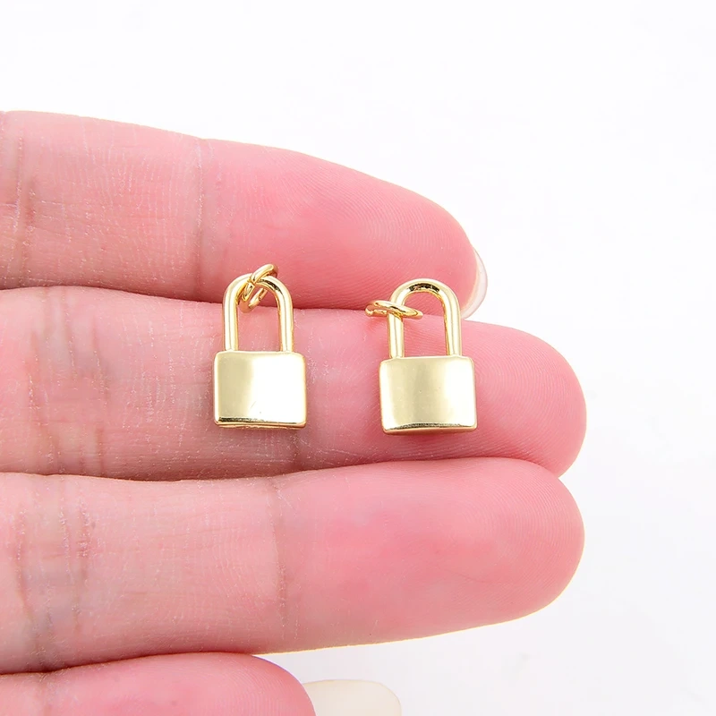 Lock CZ Mini Charm, 18K Real Gold Plated Colour,Necklace Bracelet Pendant for Handmade Handmaking DIY Jewelry Supplies L75