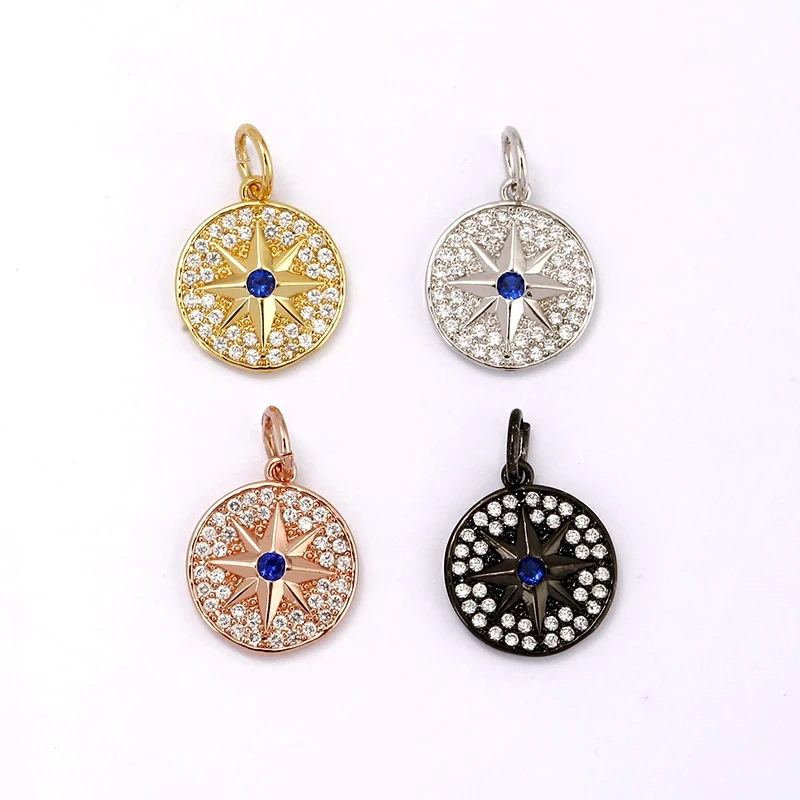 Shining Trendy Moon Star Space Celestial Compass Charm Pendant in Gold Colour , Jewelry Necklace Bracelet Making Supplies L42
