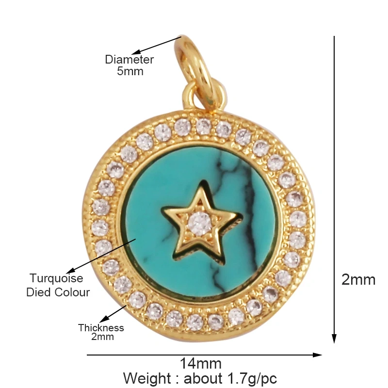 New Trendy Shining Space Sun Moon Star Charm Pendant,18K Gold Inlaid Cubic Zirconia Jewelry Necklace Bracelet Making Supply L44