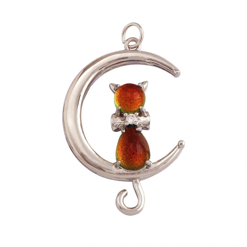 Cute Cat Love Heart Lantern Charm Pendant ,Fine Trendy 18K Gold Plated Jewelry Necklace Bracelet Hand Making Supplies L22