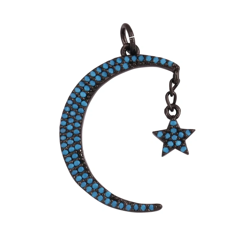 Shining Celestial Sun Moon Star Space Charm Pendant in Gold Color,Inlaid CZ Zirconia Jewelry Necklace Bracelet Making Supply L42