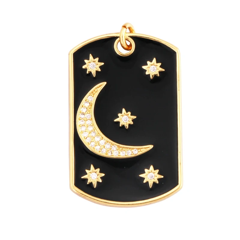 Trendy Popular Star Moon Sun Planet Earth Charm Pendant,18K Gold Plated Zircon Necklace Bracelet For Handmade Jewelry Supply L42