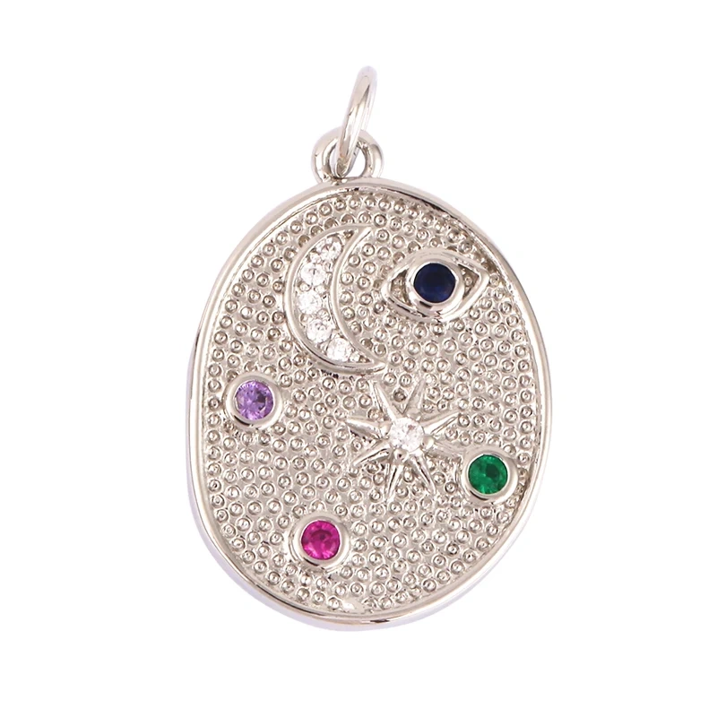 Trendy Popular Star Moon Sun Planet Earth Charm Pendant,18K Gold Plated Zircon Necklace Bracelet For Handmade Jewelry Supply L42