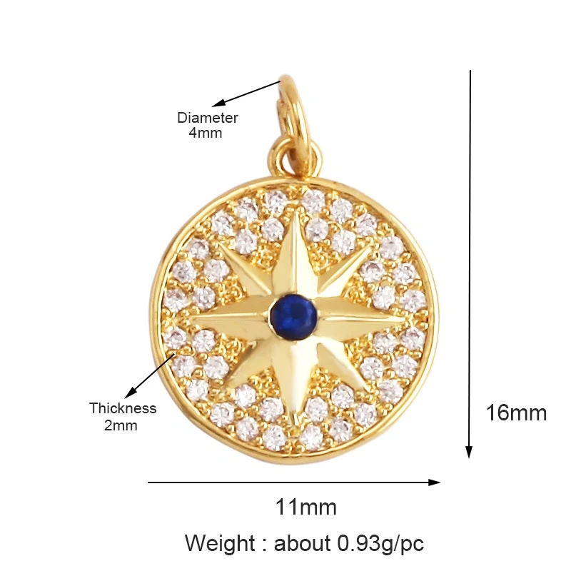 Shining Trendy Moon Star Space Celestial Compass Charm Pendant in Gold Colour , Jewelry Necklace Bracelet Making Supplies K31
