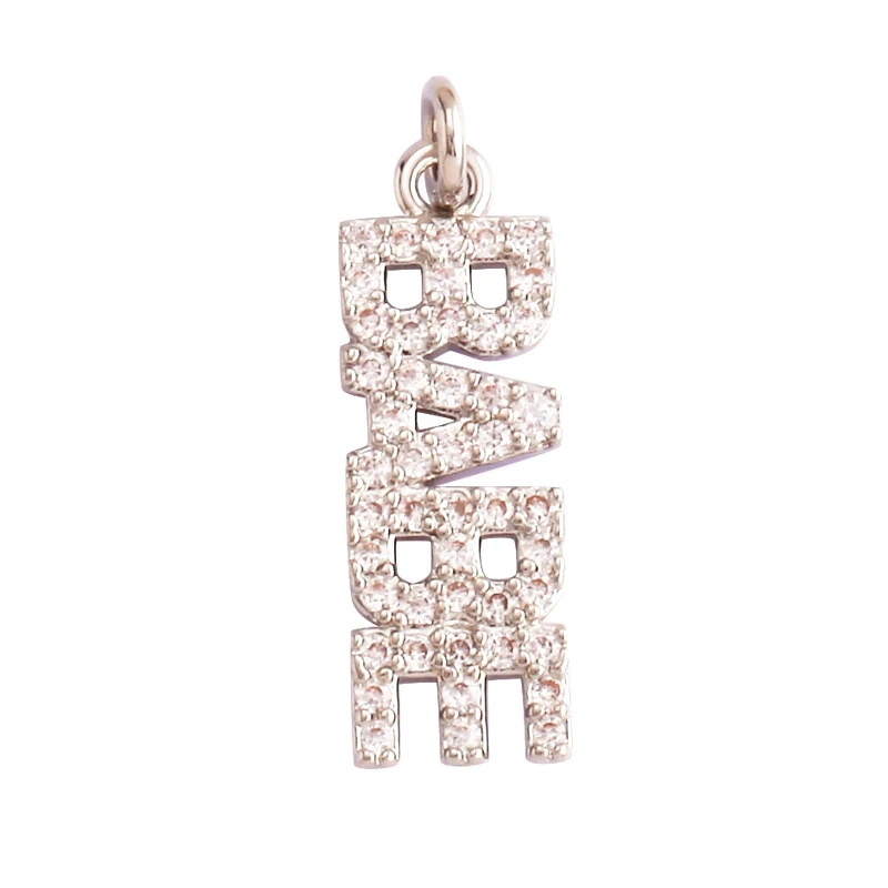 Fine Fashion Inlaid Zirconia LOVE HAPPY LUCKY Letter Charm Pendant,Trendy Jewelry Necklace Accessories Hand Making Supplies M22