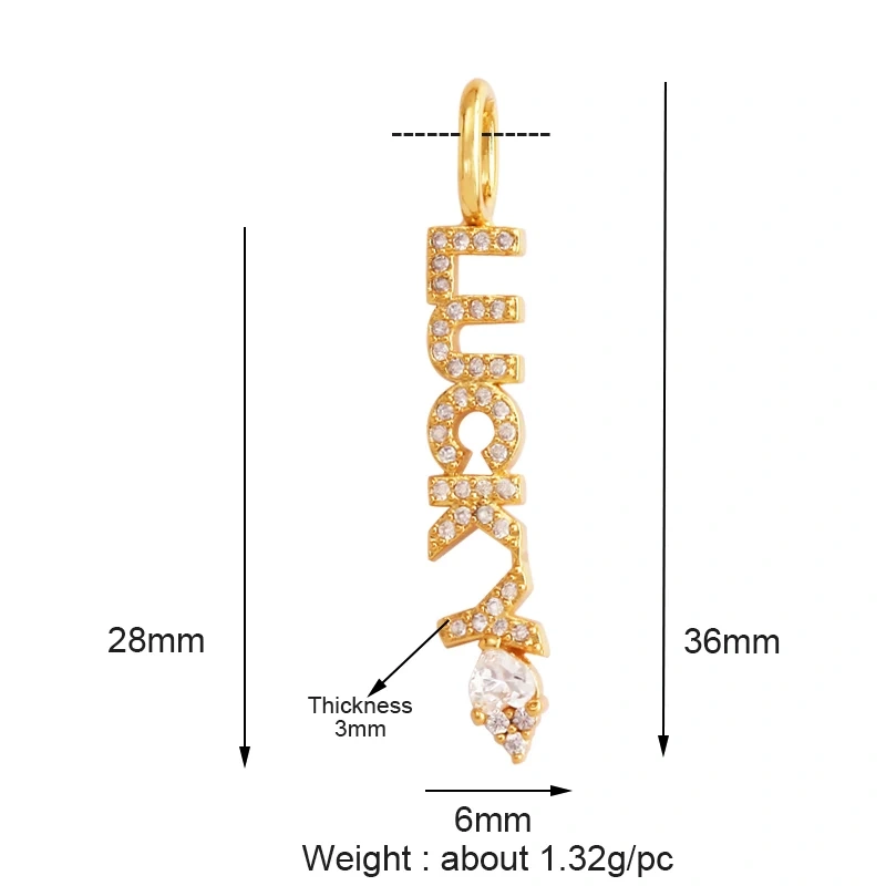 Fine Fashion Inlaid Zirconia LOVE HAPPY LUCKY Letter Charm Pendant,Trendy Jewelry Necklace Accessories Hand Making Supplies M22 K33