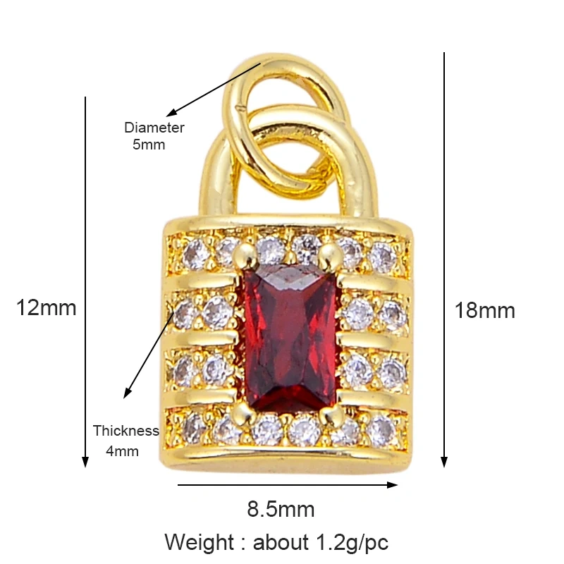 Lock CZ Mini Charm, 18K Real Gold Plated Colour,Necklace Bracelet Pendant for Handmade Handmaking DIY Jewelry Supplies L75