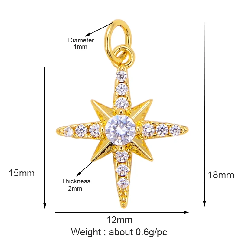 Shining Trendy Moon Star Space Celestial Compass Charm Pendant in Gold Colour , Jewelry Necklace Bracelet Making Supplies L42