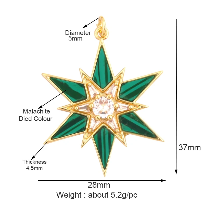 New Trendy Shining Space Sun Moon Star Charm Pendant,18K Gold Inlaid Cubic Zirconia Jewelry Necklace Bracelet Making Supply L44