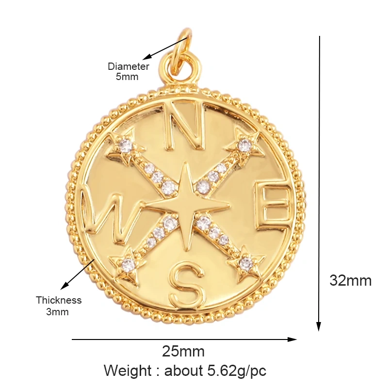 Shining Trendy Moon Star Space Celestial Compass Charm Pendant in Gold Colour , Jewelry Necklace Bracelet Making Supplies K31